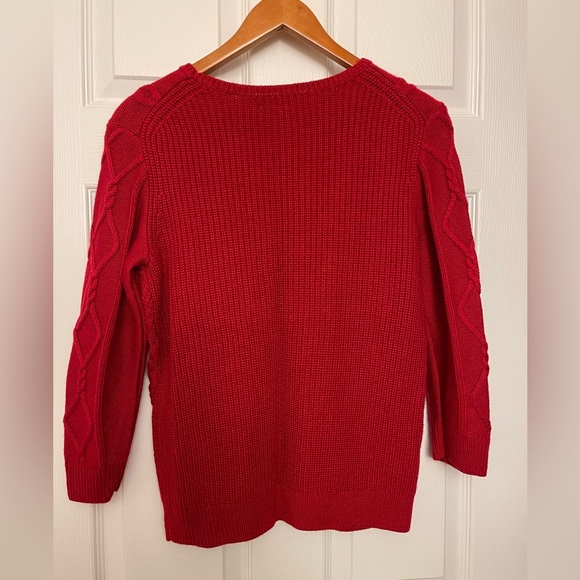 Ann Taylor Vibrant Red Cable Knit Sweater - Picture 2 of 5